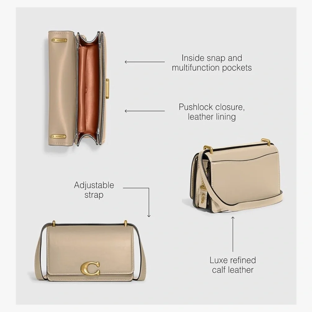 New Coach Ivory Bandit Crossbody Bag with Gold Accents